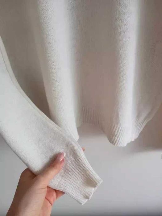 Wełniany sweter kremowy ecru merino wool basic M 38