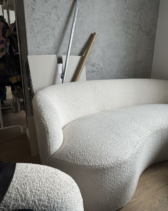 Futrzasta designerska sofa + dwa fotele