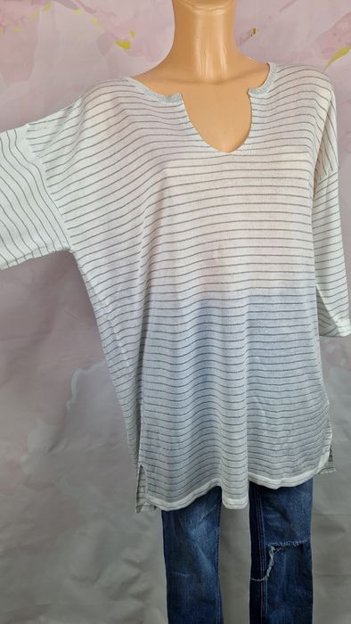 Bluzka/sweterek z rękawem 3/4 na wiosnę next 48 4xl plus size biała w