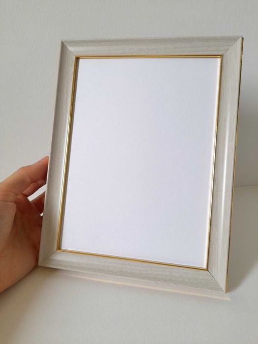 Moldura para fotografias elegante extra leve ouro cinza claro