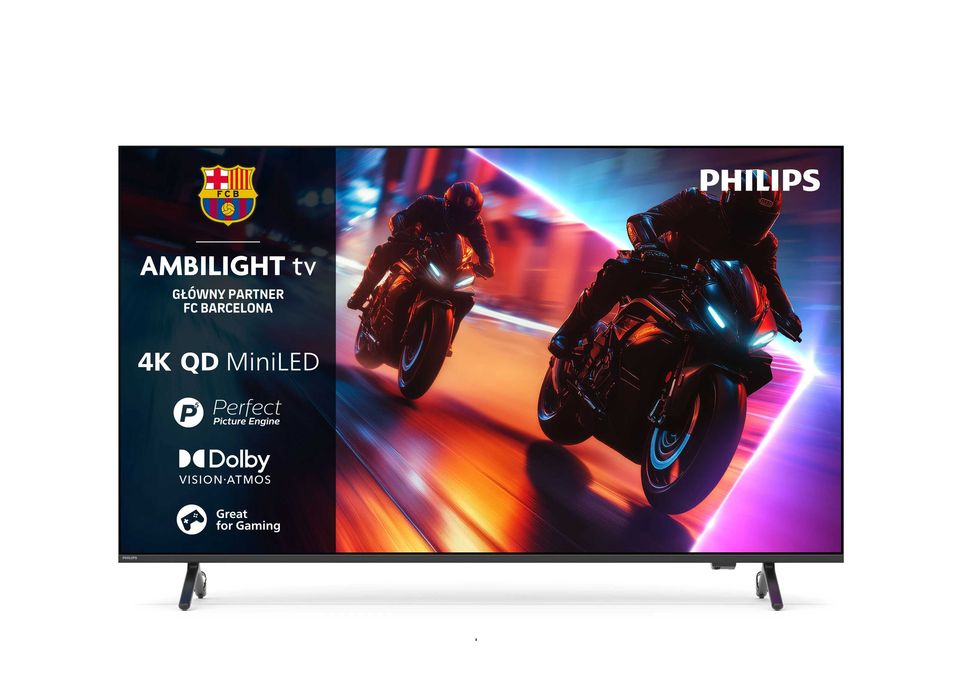 Nowy Philips 65 cali QD-miniLED 3xambilight 4K 144Hz VRR TitanOS Smart WIFI DVB-T2 Dolby Atmos Dolby Vision HDMI 2.1 65MLED920 gwarancja 24m telewizor