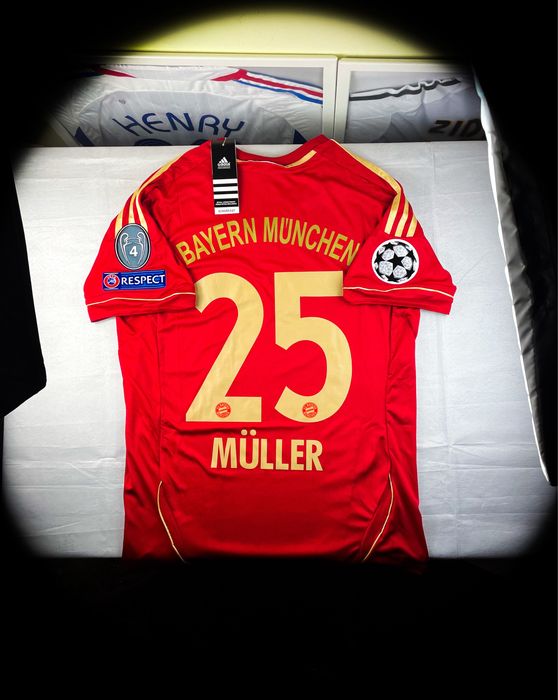 (XL) MÜLLER 25 BAYERN MONACHIUM FINAŁ LIGI MISTRZÓW 2012/2013 Vintage Adidas Nowa Czerwona Domowa Piłkarska Koszulka Sportowa T-shirt Kolekcjonerska