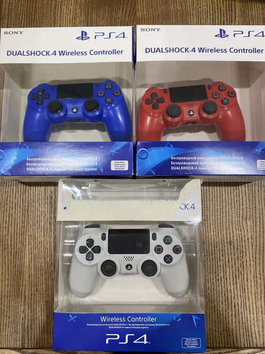 Джойстик PS4 DualShock 4 синій/червоний/білий, оригінал, гарний стан
