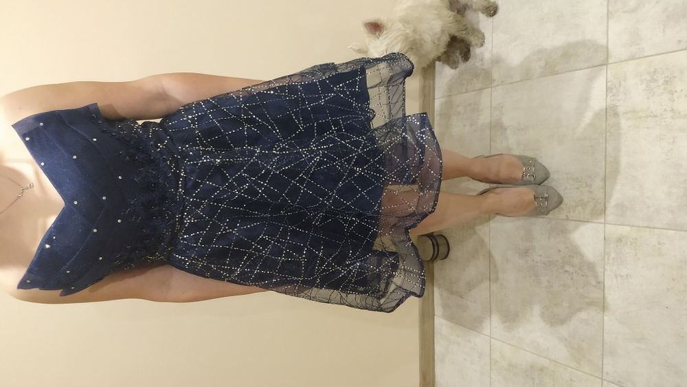 Nowa granatowa sukienka na wesele, bal