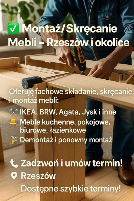 Montaż , skręcanie,  składanie mebli