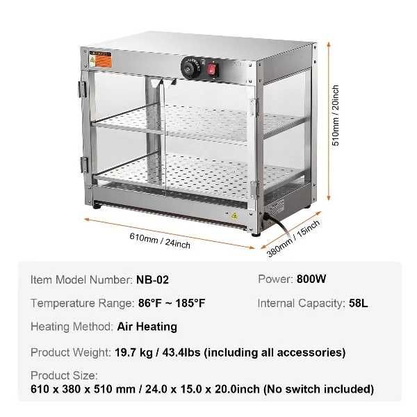 Aquecedor Comercial de Alimentos 2 Andares com Iluminação