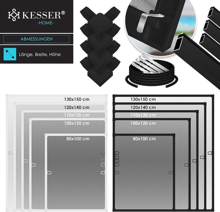 Nowa moskitiera KESSER / siatka 80x100 / czarna roleta/ ochrona !4261!