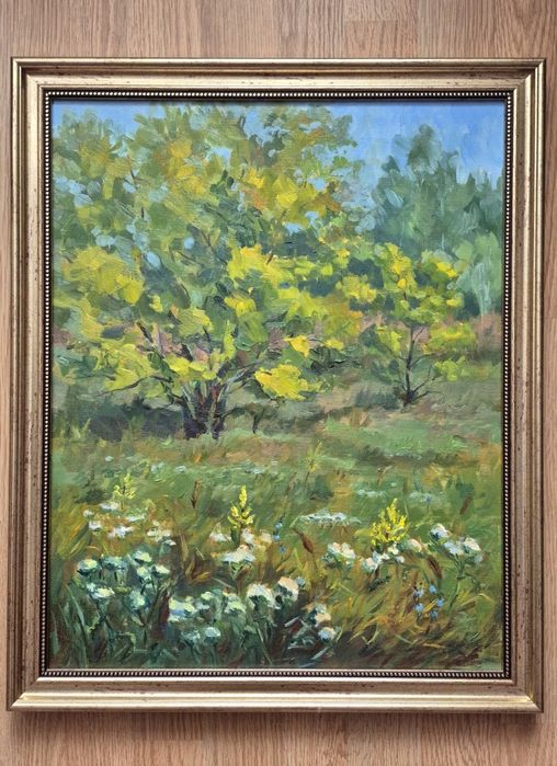 Картина олійними фарбами на полотні, Серпень, пейзаж, 50х40 см