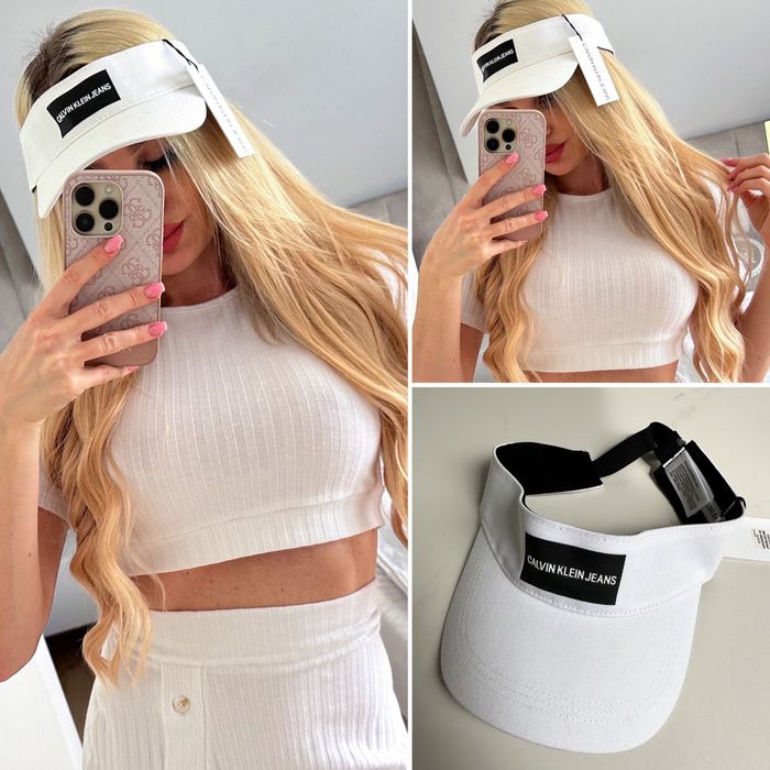 Biały daszek czapka przeciwsłoneczna Calvin Klein Jeans