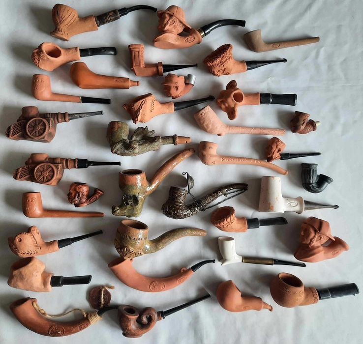 Fajka Fajki Kolekcjonerskie Ceramiczne Zestaw 35 Sztuk !!!