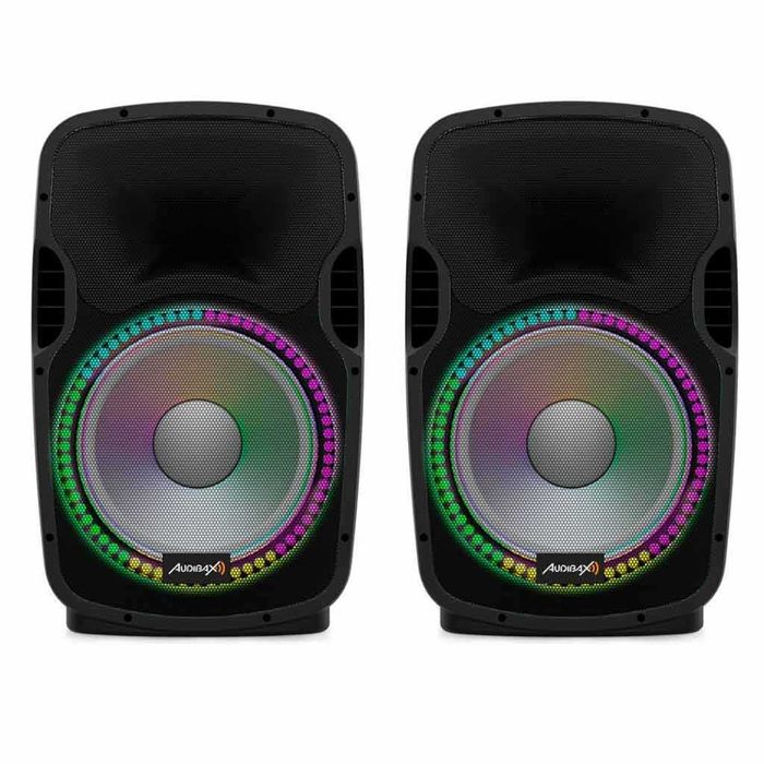 Pack Profissional Colunas Som Amplificadas 1200W RGB Bluetooth Usb TOP