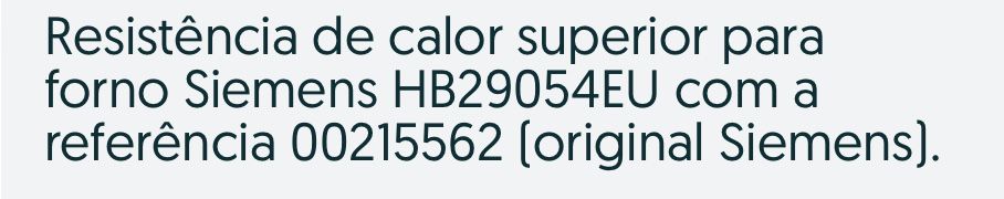 Resistência de calor superior forno Siemens