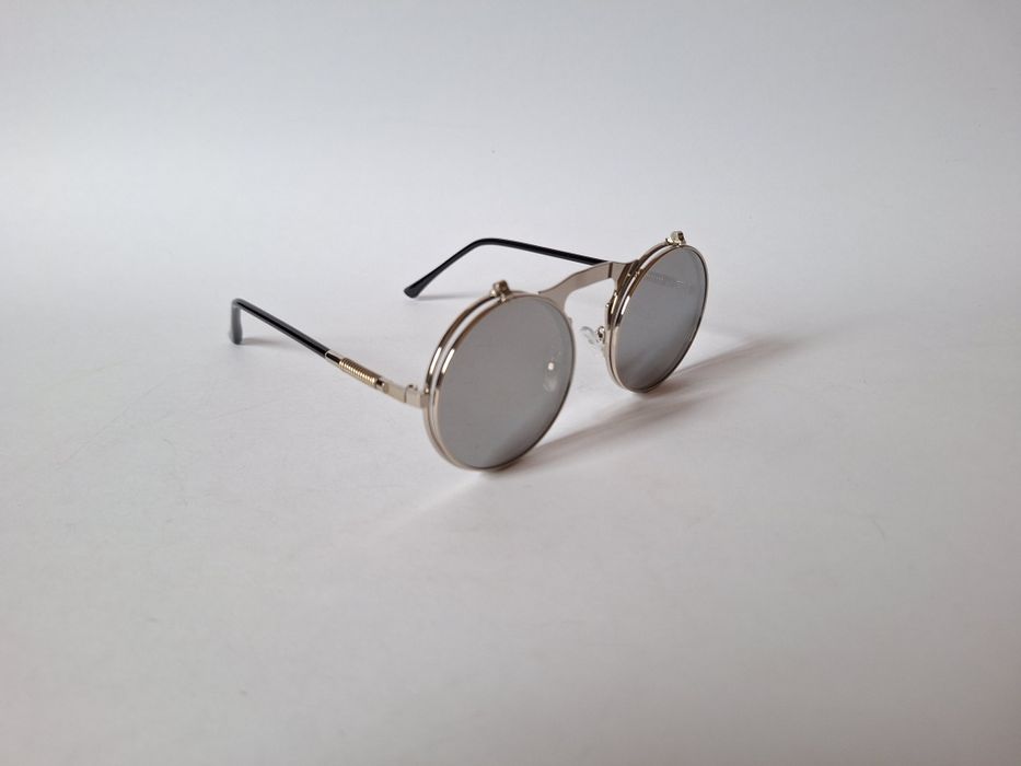 nowe metalowe okulary przeciwsłoneczne zerówki, steampunk,  vintage, e