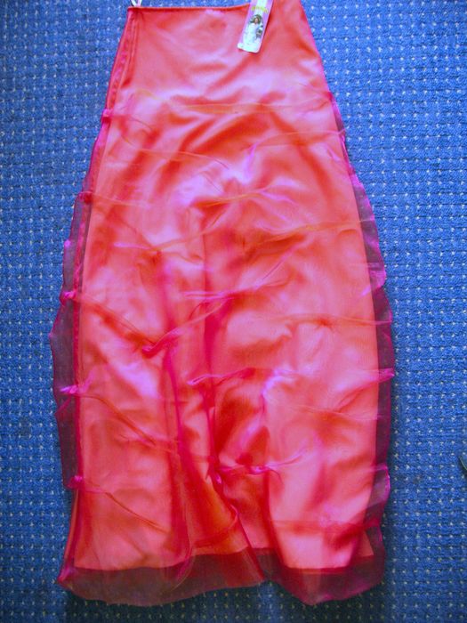 Spódnica - Kolor malinowy - szyfon i satyna - 34 XS - pas 63 cm