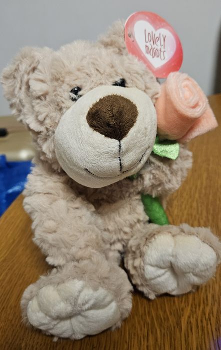 Miś pluszowy z różą Na walentynki Nowy na prezent walentines day plusz