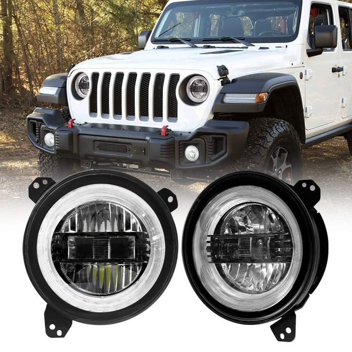 Lampy reflektory LED przód 9 cali Jeep Wrangler JL 2018 do 2023 EU