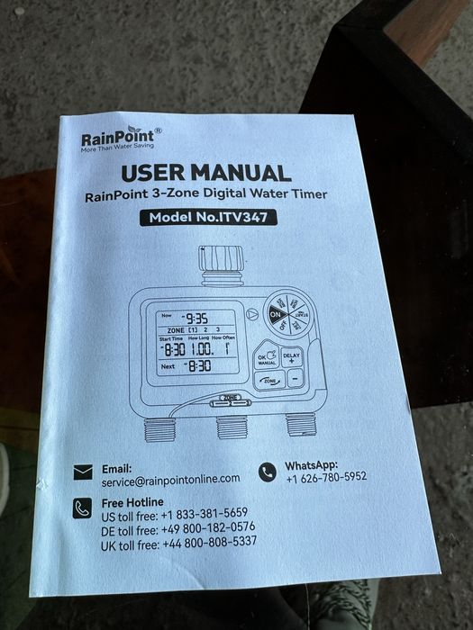 RAINPOINT 3-зонний таймер для поливу з латунним впускним отвором