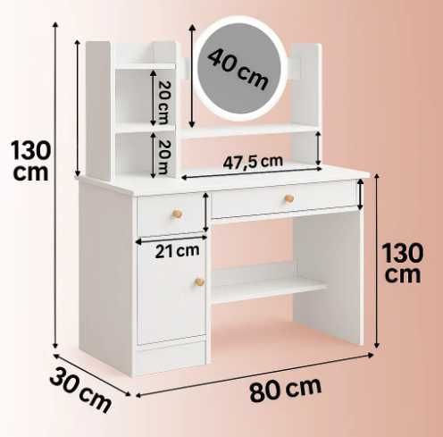 Стол для макіяжу LED дзеркало 128*80*40см. Косметичний стіл Бьюті Зона