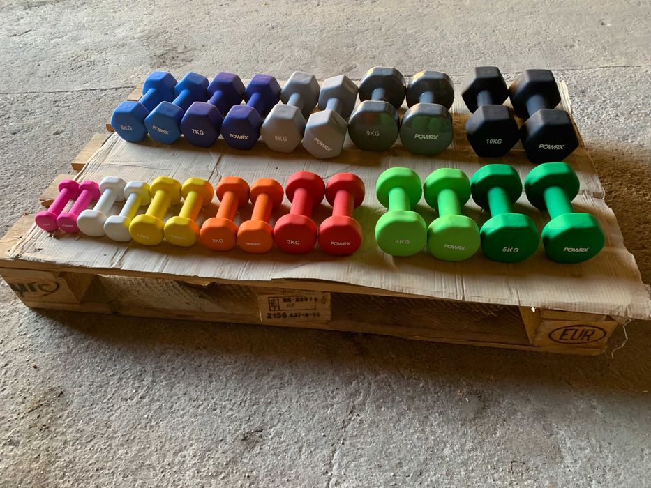 Zestaw Set NOWE Hantle kolorowe hantelki neoprenowe od 0,5kg do 10kg