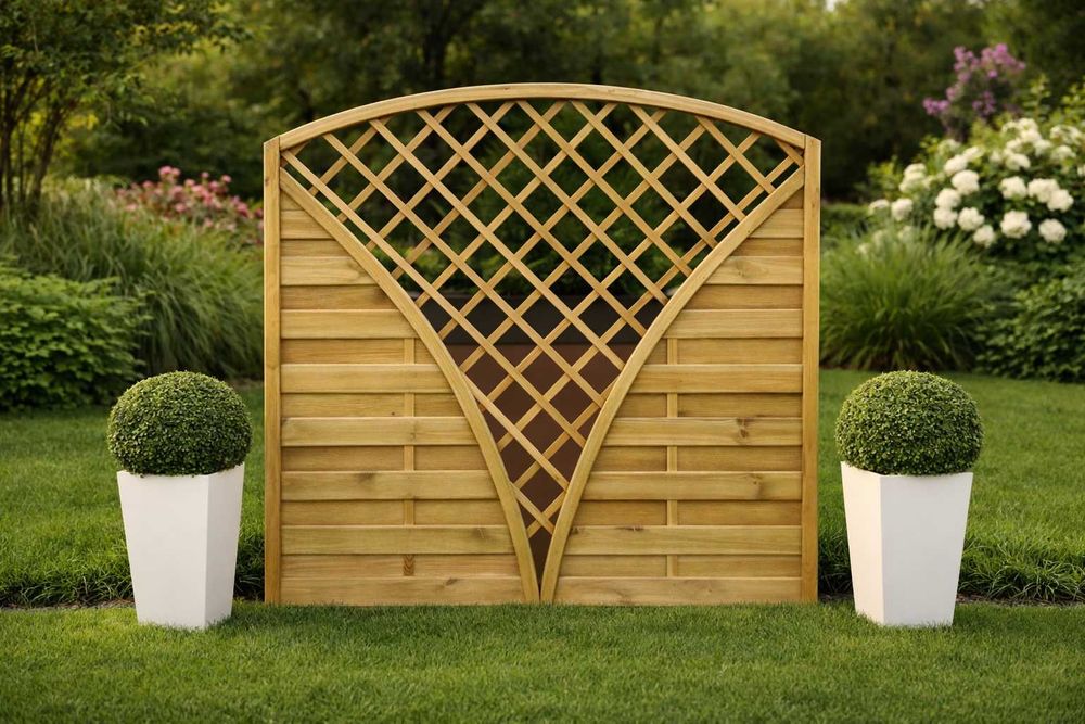 Płoty Pergole Płot Drewniany Lamelowy 3 Łuki Panel Ogrodzeniowy