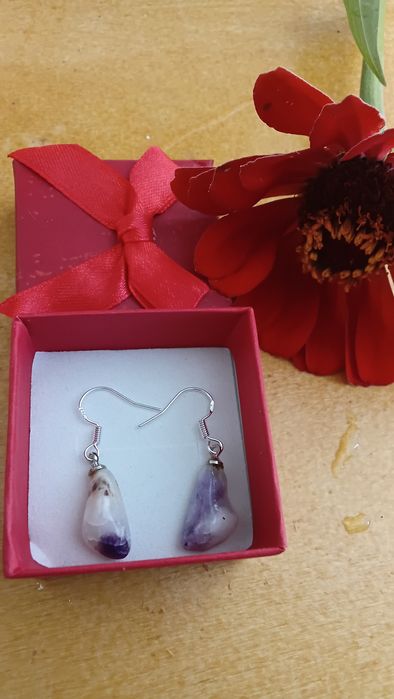 Brincos em Prata 925 com Pedras Naturais Tiffany + Anel de Brinde regu