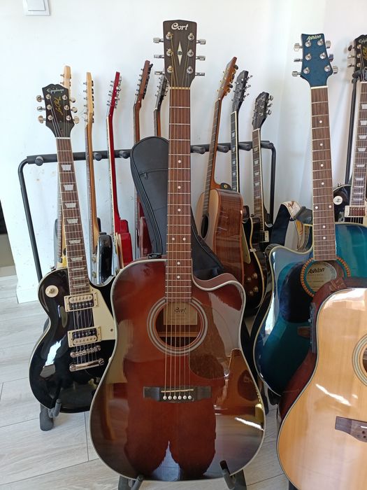 Gitara Elektroakustyczna Cort MR500E BR, Lity Świerk, Pokrowiec, kostki - Okazja