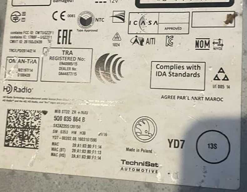 Infotainment - nawigacja SKODA (MIB2)