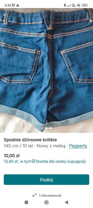 Spodenki dziewczęce dżinsowe