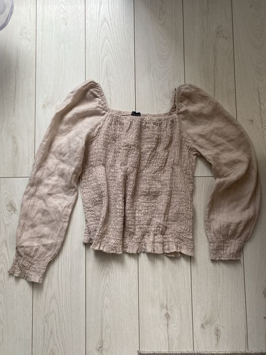 Lniana bluzka hiszpanka z długim rękawem marszczona Phase Eight L