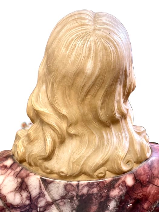 Fabuloso busto escultura ( Coração de jesus ) pedra, arte sacra