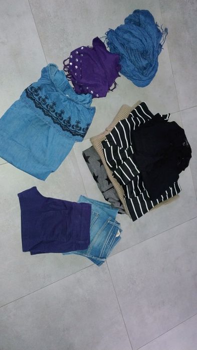 Zestaw ubrań r.42/XL aż 9 sztuk spodnie, swetry