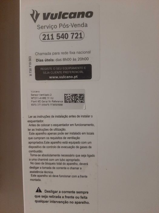 Esquentador Ventilado Vulcano WTD 11-4 KME 31 VU Butano Propano.