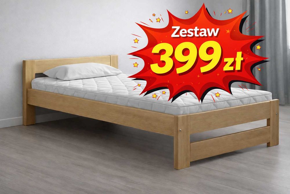 Łózko + Materac 80x200 90x200 Hotelowe Pracownicze