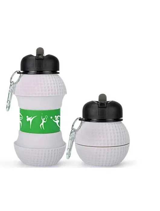 Складная спортивная бутылка 550 мл с карабином, BPA-free силикон