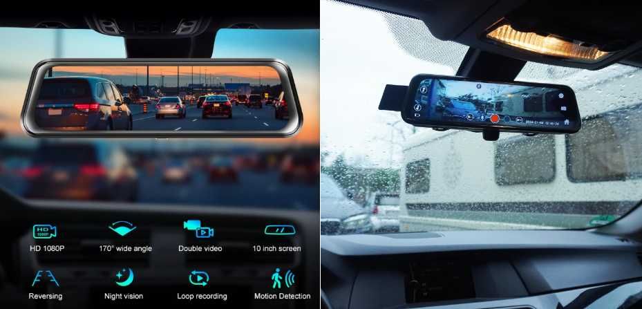 ТОП 25! авто ДЗЕРКАЛО відеореєстратор 2кам"10" 1920+карта32гб ОРИГІНАЛ