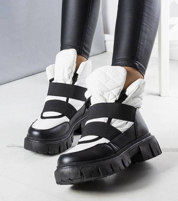 Białe ocieplane wsuwane śniegowce Francisco