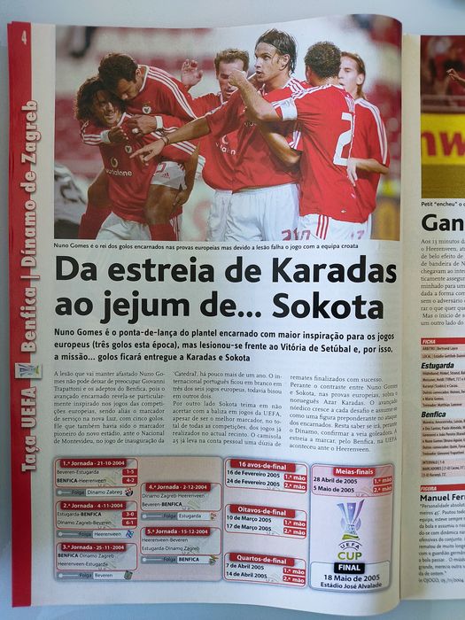 Programa Benfica dinamo de Zagreb UEFA 2004/ 2005