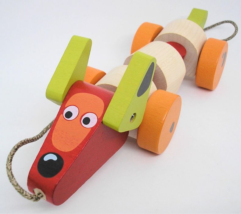 Іграшка- каталка Cubika Такса дерев’яна, еко іграшка