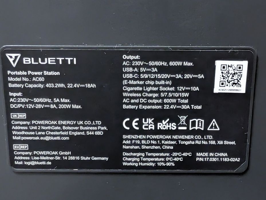 BLUETTI AC60 зарядна станція LiFePO4 battery