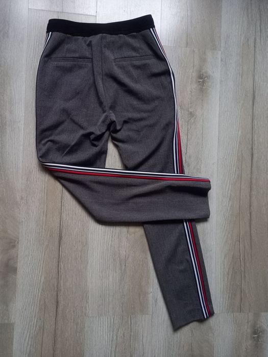 Przepiękne spodnie rurkii Zara Basic roz XS 34 lampasy szare