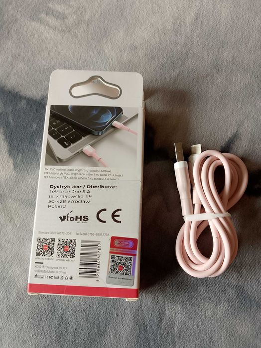 Kabel USB do iPhone różowy 1 m