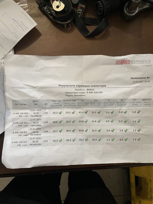 0445110423 форсунки після перевірки