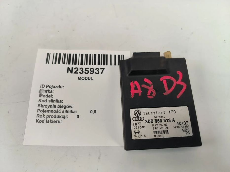 moduł sterownik webasto vw audi 3d0963513a telestart t70