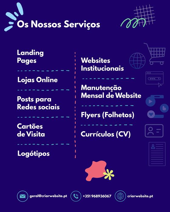Criação de Sites, Redes Sociais, Cartões Visita