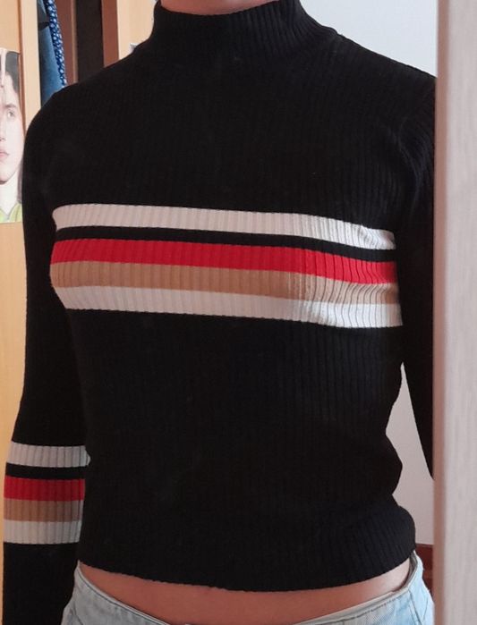 Camisola justa de manga comprida Tam M