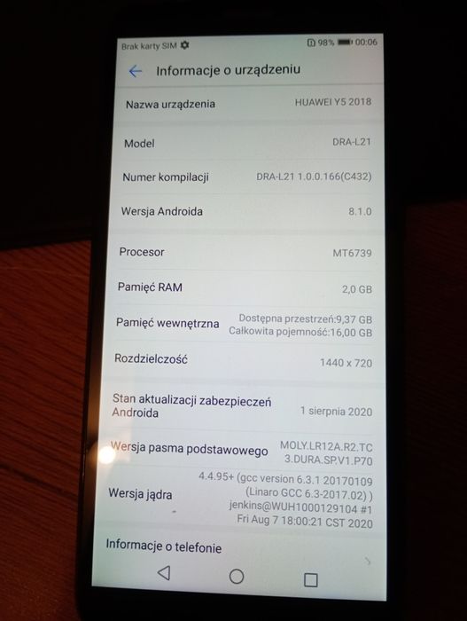 Huawei Y5 2018 telefon smarfon