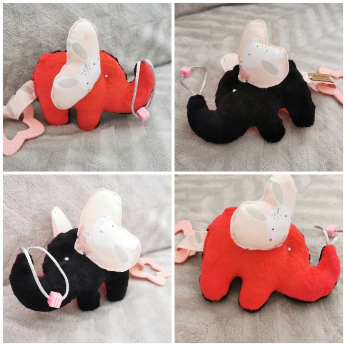 Słonik szczęścia Arti zabawka 3w1 dla niemowlaka sensoryczna Hand made