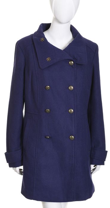 BRUNO BANANI dwurzędowy płaszcz damski z wełną fioletowy r. 44