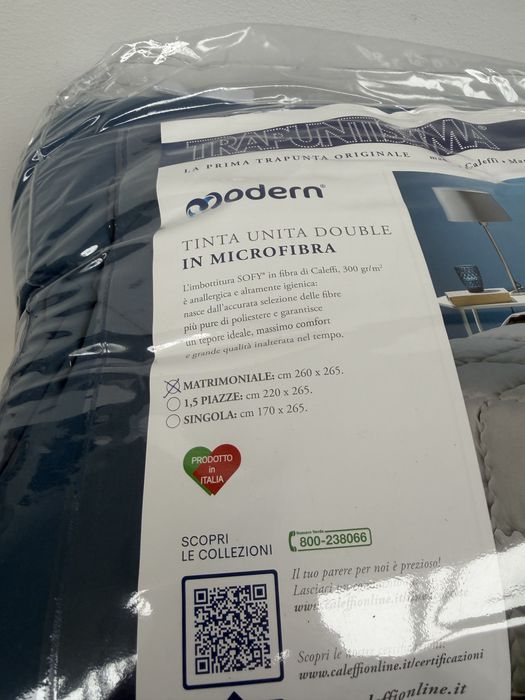 Caleffi kołdra dwuosobowa narzuta na łożko 260x265cm niebieska Włoska