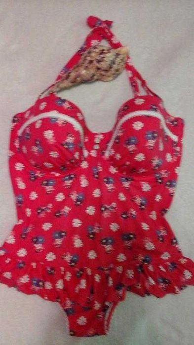 Кораловий купальник, танкіні 14dd (розмір 48-50).